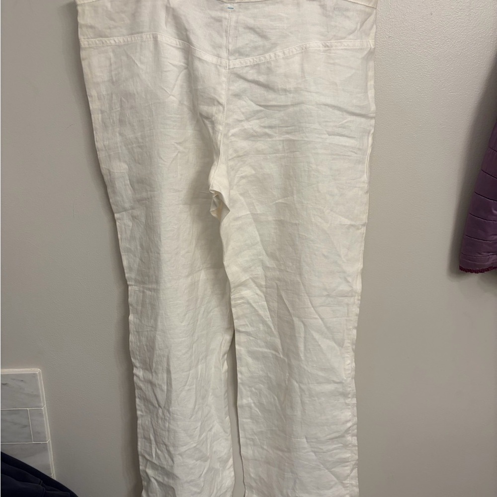 Lacoste White Cotton Pants with Green Crocodile Logo linen summer 42 - Picture 6 of 13